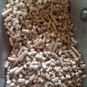 Wood pellets in mill