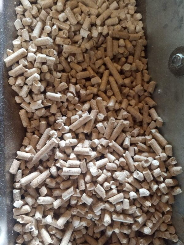 Wood pellets in mill